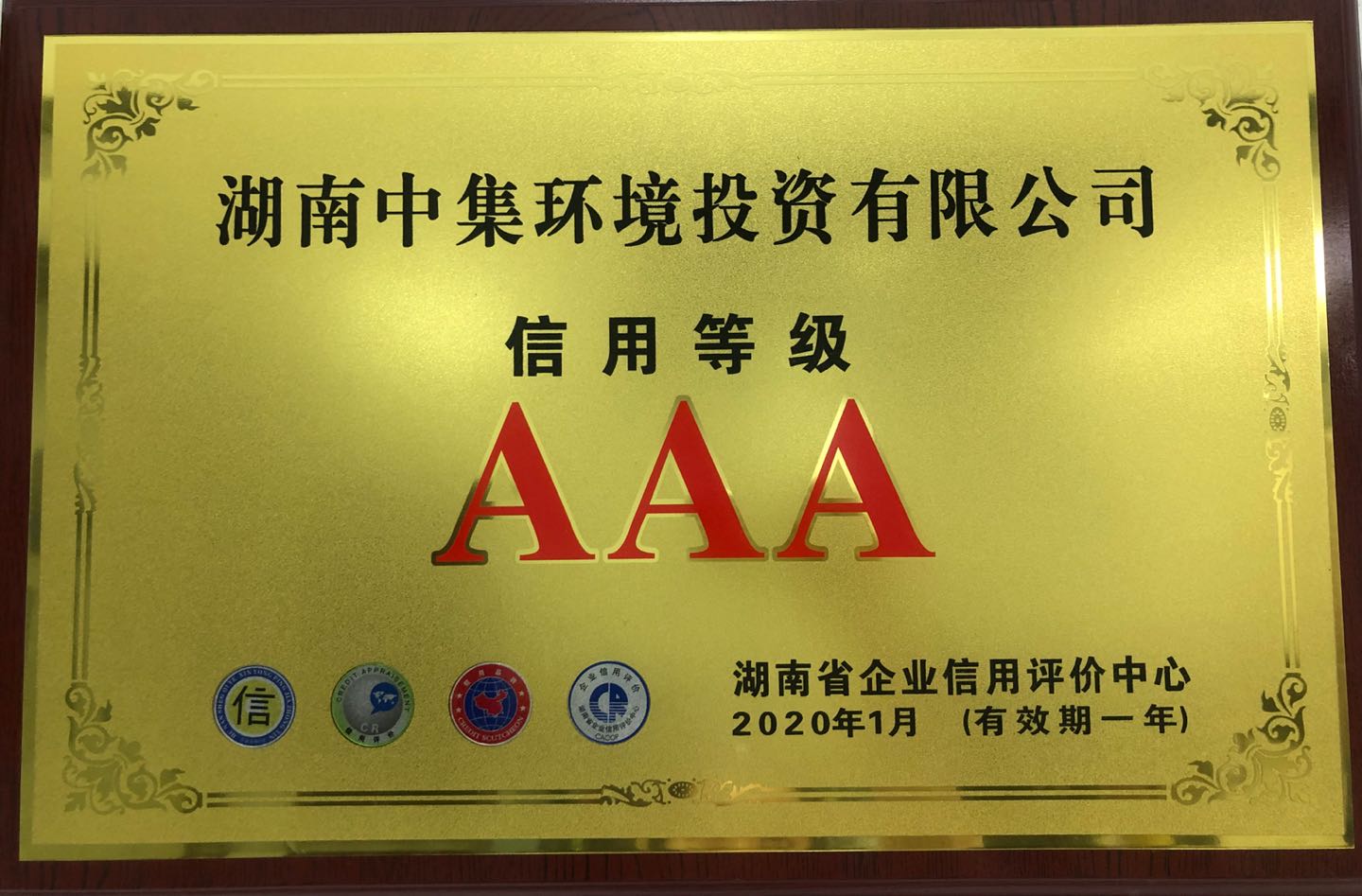 中集环境获评湖南省企业信用评价“AAA级信用单位”